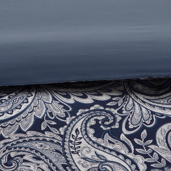 JLA Home Madison Park - 12 Piece Comforter Set with Cotton Bed Sheets – Jacquard Paisley Weave, Reversible Comforter, 100% Cotton Navy MP10-4697