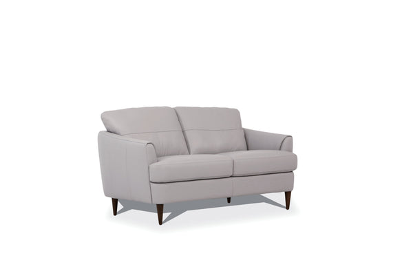 English Elm Helena Italian Leather Loveseat Mid-century Walnut Legs Pearl Gray Refined Seating B2726P496936