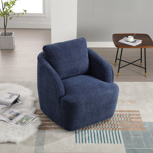English Elm 30.3"w Boucle Barrel Swivel Chair 360 Rotation Lounge Seating for Living Room Navy W3188P400934
