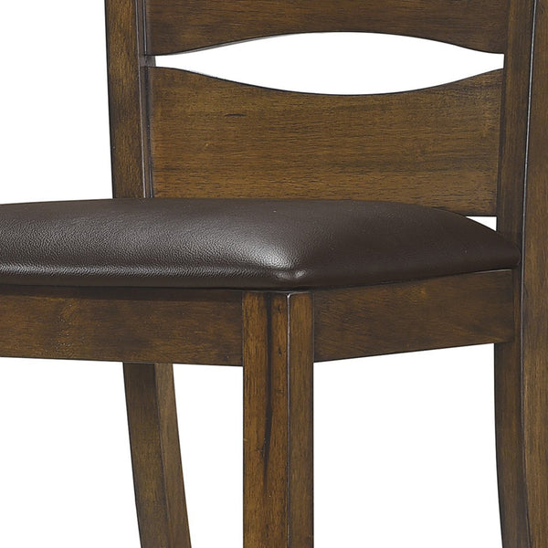 English Elm Transitional Ladder Back Dining Chairs Solid Wood Faux Leather Seat Set of 2 B056P416794