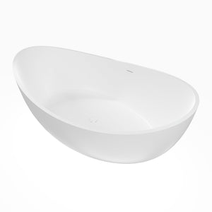 English Elm 70 Inch Stone Resin Freestanding Soaking Tub Matte White Sculptural Spa Bath W1613P436815