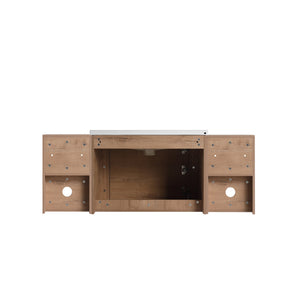 English Elm 52'' Wall-Mounted Vanity with White Ceramic Sink, Soft-Close Door, Plywood Shelves & Rounded Edges Imitative Oak W999S00431