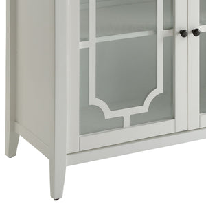 English Elm Ceara White Console Cabinet with Glass Doors & Tapered Wooden Legs — Stylish Storage Solution B2726P278573