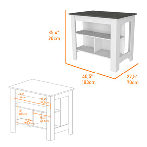 English Elm Brooklyn Kitchen Island with Spacious 40.5" Top, Three Concealed Shelves, Multicolor, Sturdy Design B128P148878