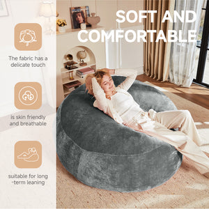 English Elm 6ft Round Memory Foam Bean Bag Lounge Chair with Washable Flannel Cover for Adults Dark Grey W3737P422972