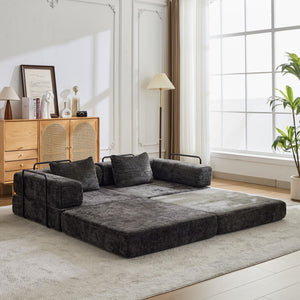 English Elm Compression Convertible Floor Sofa Bed - Flexible Modular Chenille Loveseat For Small Spaces, No Assembly! W3723P345650
