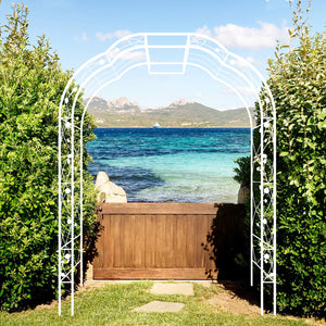 English Elm Metal Garden Arch Powder Coated Steel Trellis for Climbing Roses Outdoor Weddings Cream White W1586P268771