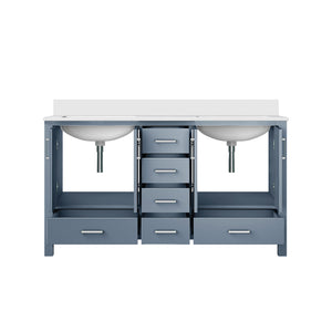 English Elm Dark Grey Double Bath Vanity 60" W X 22" D With Cultured Marble Top - Stylish Storage & Durability B2731P259079