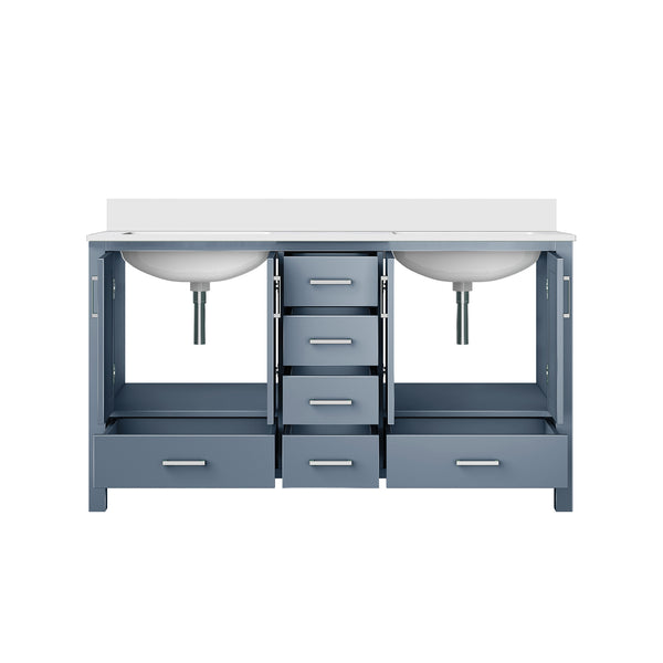 English Elm Dark Grey Double Bath Vanity 60" W X 22" D With Cultured Marble Top - Stylish Storage & Durability B2731P259079