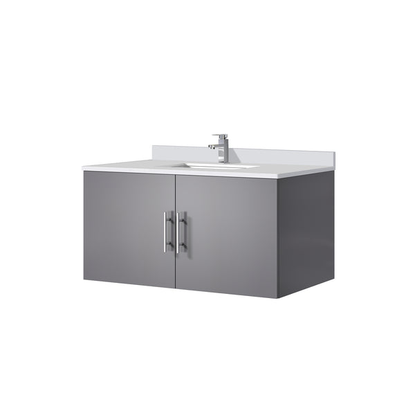 English Elm Dark Grey Bath Vanity With Cultured Marble Top, Chrome Faucet, Soft-Close Drawers & Ample Storage B2731P258609