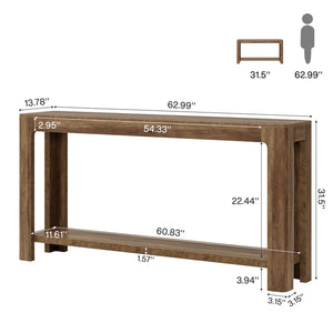 English Elm Practical Geometric Console Table with Matte Black Wood Grain Finish for Entryway or Sofa T3971P450538