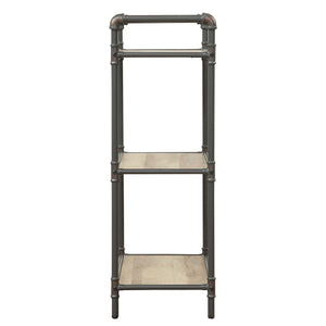 English Elm Antique Industrial 3-Tier Bookcase in Oak & Sandy Grey with Steel Tube Frame, Rustic Shelf Storage B062P185667