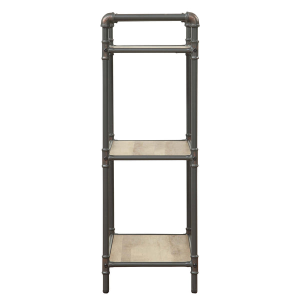 English Elm Antique Industrial 3-Tier Bookcase in Oak & Sandy Grey with Steel Tube Frame, Rustic Shelf Storage B062P185667