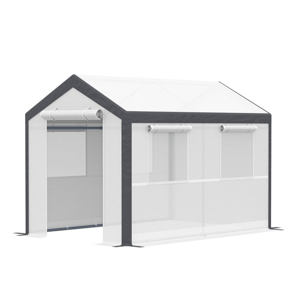 English Elm Outsunny Walk-in Garden Greenhouse Steel Frame Uv Pe Cover Ventilation Windows W2225P217794