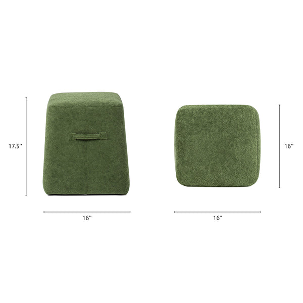 English Elm Jennifer Taylor Home - Oliver 16" Tapered Square Upholstered Ottoman - Compact Fleece Pouf, Modern Footrest & Seat (16") Green B2719P269260