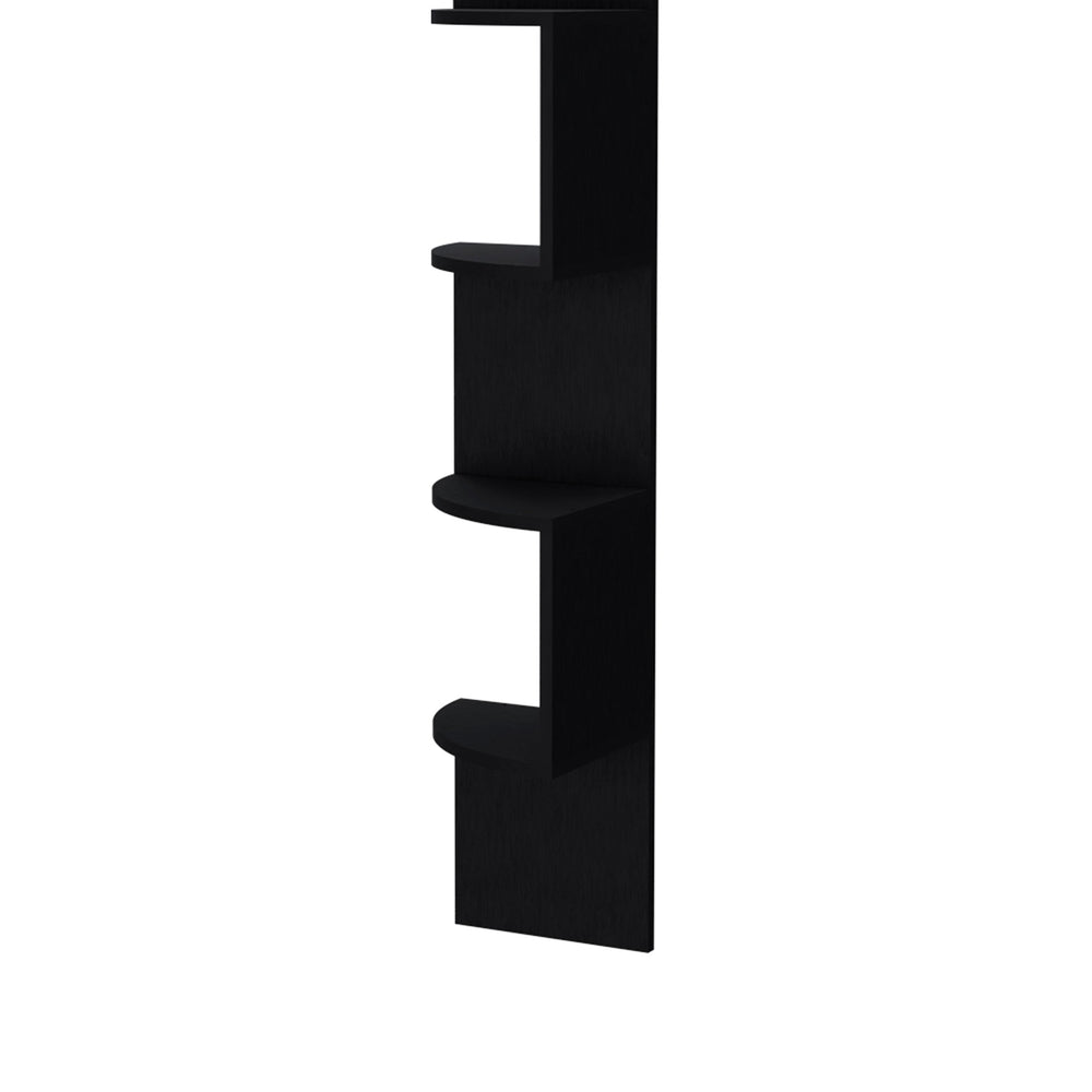 English Elm Wenge Full-Wall Floating Shelf Unit with 4 Shelves, Space-Saving Modern Display for Books & Decor B062P175182