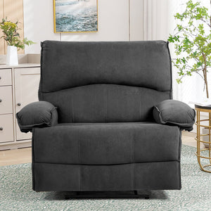 English Elm Oversized Velvet Push-Back Recliner Chair Sofa with Massage Pillow, Super Soft Fleece Comfort and Easy Assembly Grey W1403S00003
