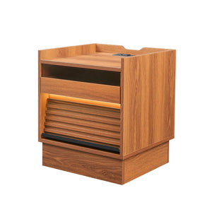 English Elm Christopher Knight Home® - Mid Mid Century Modern Nightstand with USB Charging Station, LED App-Control Lights, 2 Drawers, Sleek Design Yellow 22.24 L x 18.7 W x 7.09 H N761P255453Y