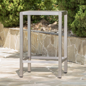 English Elm 43" Outdoor Tempered Glass Top Aluminum Bar Table Powder-coated for Patio Use 60013.00