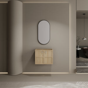 English Elm 24" Wall Vanity Cabinet Oak Finish, Wall-Mounted Floating Design, 2 Soft-Closing Doors, Plywood W1972P265272