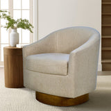 Madison Park Ashton Transitional Upholstered Swivel Chair with Wood Base MP103-1246 Natural