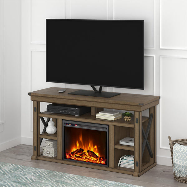 English Elm Fireplace Tv Stand with Electric Insert Wood Veneer Finish Fits Tvs up to 60 Inches B2733S00001