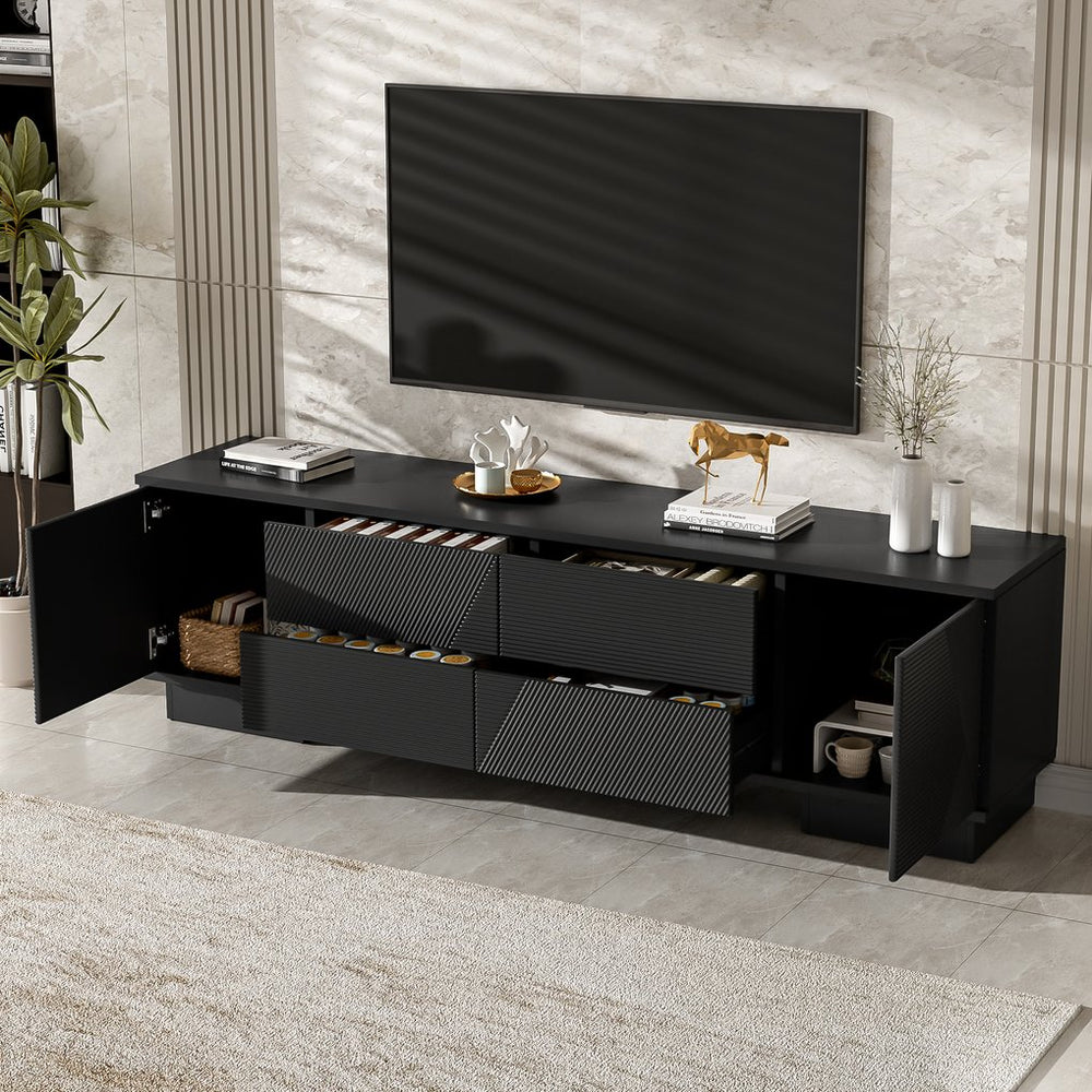 English Elm Vibe Haus Minimalist Media Console with Cabinets and Drawers for Living Room N724P360376B