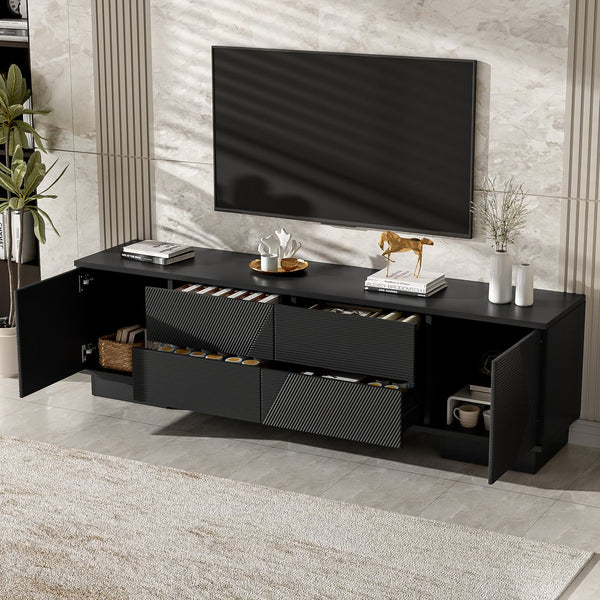 English Elm Vibe Haus Minimalist Media Console with Cabinets and Drawers for Living Room N724P360376B