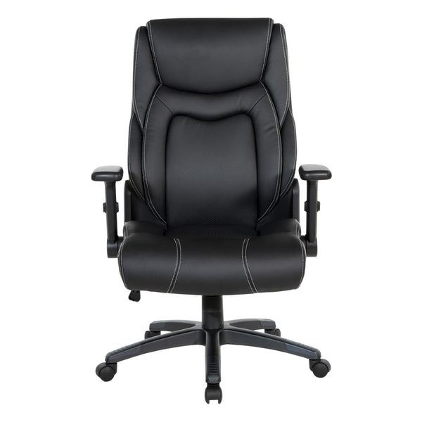 OSP Home Furnishings Exec High Back Bonded Leather Office Chair with Lumbar Support and Pneumatic Lift Black EC93580-EC3
