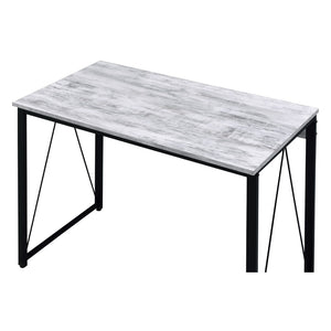 English Elm Rectangular Writing Desk - Rustic Industrial Style With Antique White Top & Black Metal Base Design B016P311294-GIGA