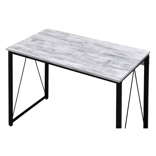 English Elm Rectangular Writing Desk - Rustic Industrial Style With Antique White Top & Black Metal Base Design B016P311294-GIGA
