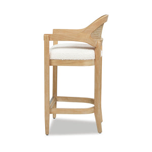 English Elm Jennifer Taylor Home - Americana Mid-Century Modern 26" Counter Stool With Cane Back & Ivory Boucle For Chic Spaces B2719P238381