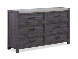 English Elm 1pc Modern Minimalist 4-Drawer Tall Chest with Two-Tone Finish, Sleek Bedroom Storage Cabinet Gray 61 L x 19.5 W x 38 H B2741P330133