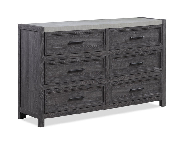 English Elm 1pc Modern Minimalist 4-Drawer Tall Chest with Two-Tone Finish, Sleek Bedroom Storage Cabinet Gray 61 L x 19.5 W x 38 H B2741P330133