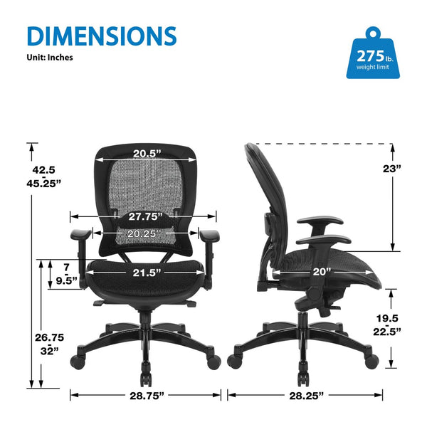 OSP Home Furnishings Manager's Ergonomic Mesh Office Chair with Lumbar Support and Synchro Recline Mechanism 2787R