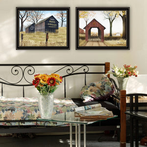 English Elm Trendy Decor 4u Billy Jacobs Pastoral Barn Bridge Black Framed Canvas Wall Art Set B067P254096