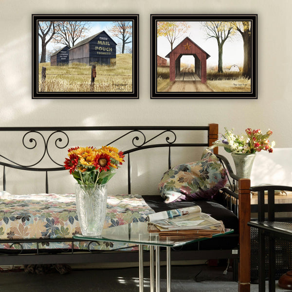 English Elm Trendy Decor 4u Billy Jacobs Pastoral Barn Bridge Black Framed Canvas Wall Art Set B067P254096