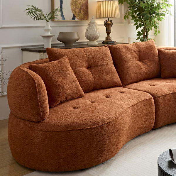 English Elm Wks7c Curved Modular Sofa Solid Wood Frame Fabric Upholstery Seats 4 Living Room Orange W2085S00060
