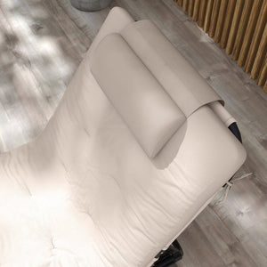 English Elm Outsunny Reclining Outdoor Chaise Lounge with Mesh Base Tufted Cushion and Side Pocket Beige W2225P174369