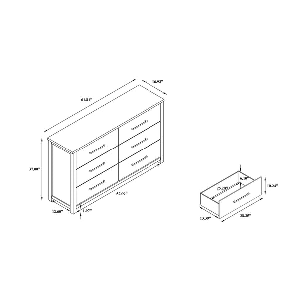 English Elm Avery Solid Wood Chest with Dark Brown Top, Spacious Drawers, Black Bar Handles, Block Feet and Style Beige 64.76 L x 20.47 W x 42.13 H B201P390580