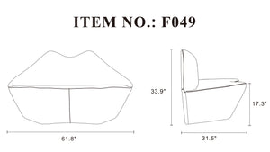 English Elm Kiss Vegan Leather Loveseat with Funky Lip Design, Hardwood Frame, High-Density Foam, Fully Assembled Red B365P398494