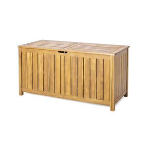 English Elm Portside Acacia Wood 100 Gallon Deck Box Slatted Outdoor Storage for Patio and Pool N775P383166T