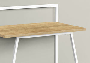 English Elm Computer Desk with Smooth Wood-Look Laminate Top and White Metal Frame — Compact 30" Workstation Natural 35 L x 30 W x 4 H B2710P219614