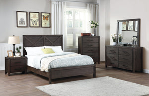 English Elm Rustic Contemporary Espresso Queen Bed with X-Design Headboard Pine & Plywood Durable Chic Centerpiece B011S01442