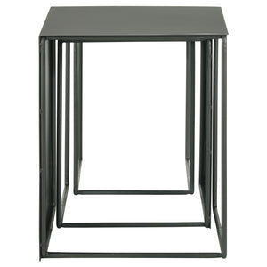 English Elm Vestal Iron Nesting Table Set of Three Powder Coated Grey Industrial Living Room Accent B062P441486