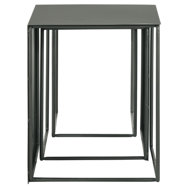 English Elm Vestal Iron Nesting Table Set of Three Powder Coated Grey Industrial Living Room Accent B062P441486