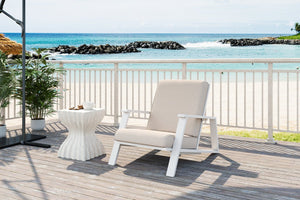 English Elm Christopher Knight Home® - Patio Lounge Chair: Weather-Resistant Beige Cushion & Durable White Acacia Wood For Ultimate Comfort N779P291591W