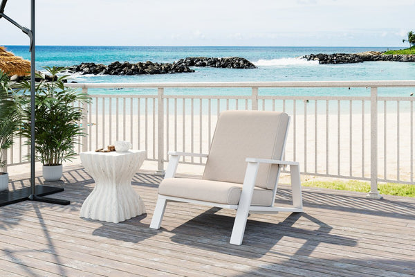 English Elm Christopher Knight Home® - Patio Lounge Chair: Weather-Resistant Beige Cushion & Durable White Acacia Wood For Ultimate Comfort N779P291591W