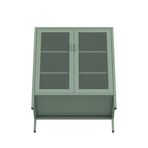 English Elm Amelia Metal Accent Cabinet 32" — Steel Mesh Doors, Adjustable Shelves, Minimalist Legs for Modern Storage Solutions Sage Green B365P397886