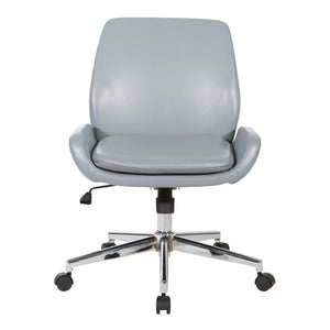 OSP Home Furnishings Faux Leather Ergonomic Office Chair with Lumbar Support and Polished Chrome Swivel Base FL61903C-U42